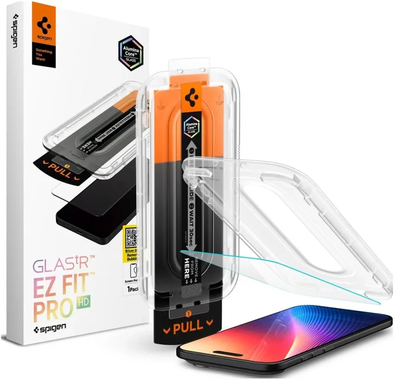 Screen Protector Geschikt voor iPhone Air - Glas.tR EZ Fit - 9H+ Tempered Glass - Case Friendly - Gemakkelijke Installatie - 1-Pack by Spigen – product photo