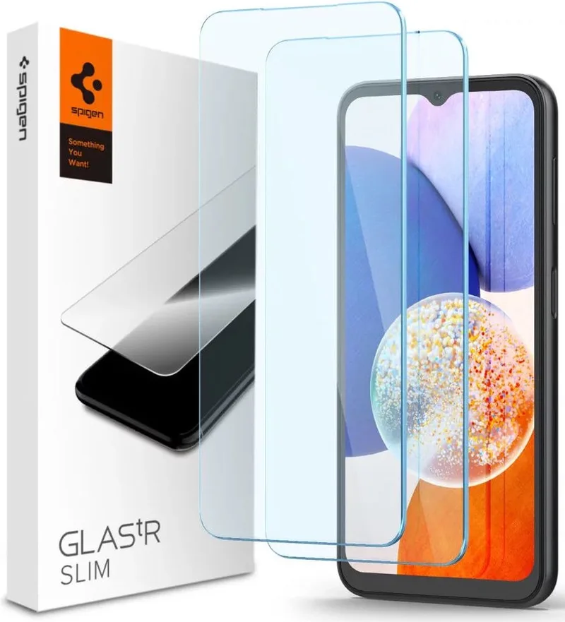 Screen Protector Geschikt voor Samsung Galaxy A14 5G - Glas tR Slim Tempered Glass - AGL05971 - 2 Pack van Spigen – productfoto