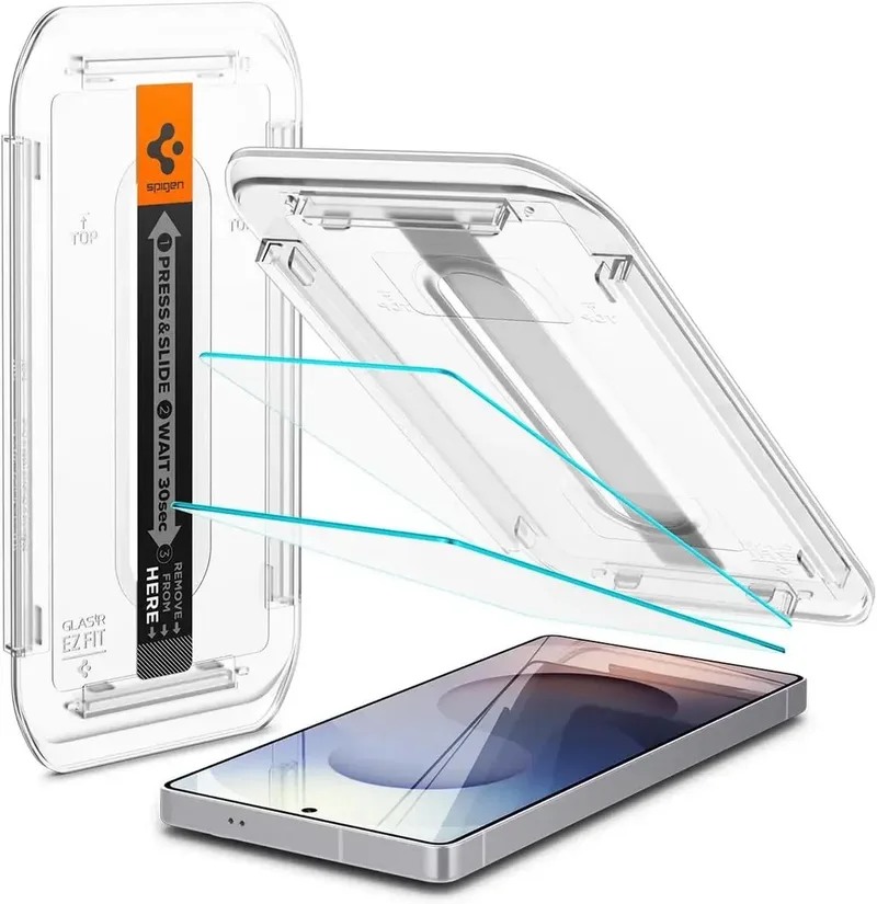Screen Protector Geschikt voor Samsung Galaxy S25 Ultra - EZ Fit GLAS.tR - 9H Tempered Glass - Case Friendly - Gemakkelijke Installatie - 2-Pack van Spigen – productfoto