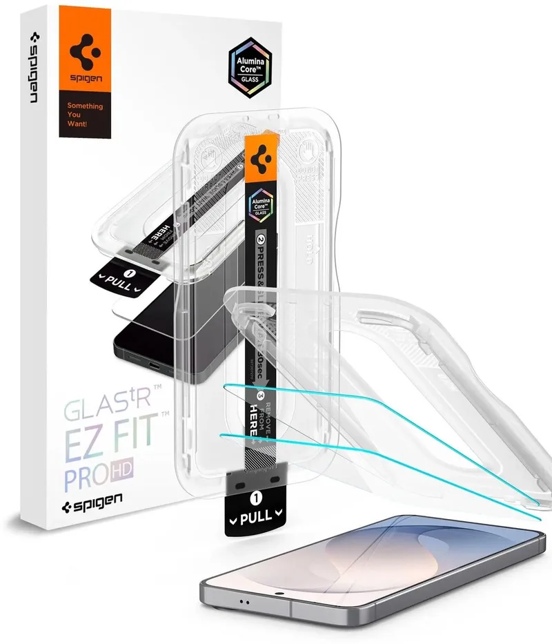 Screen Protector Geschikt voor Samsung Galaxy S26 FE - EZ Fit Pro HD GLAS.tR - 9H Tempered Glass - Case Friendly - Gemakkelijke Installatie - 2-Pack van Spigen – productfoto