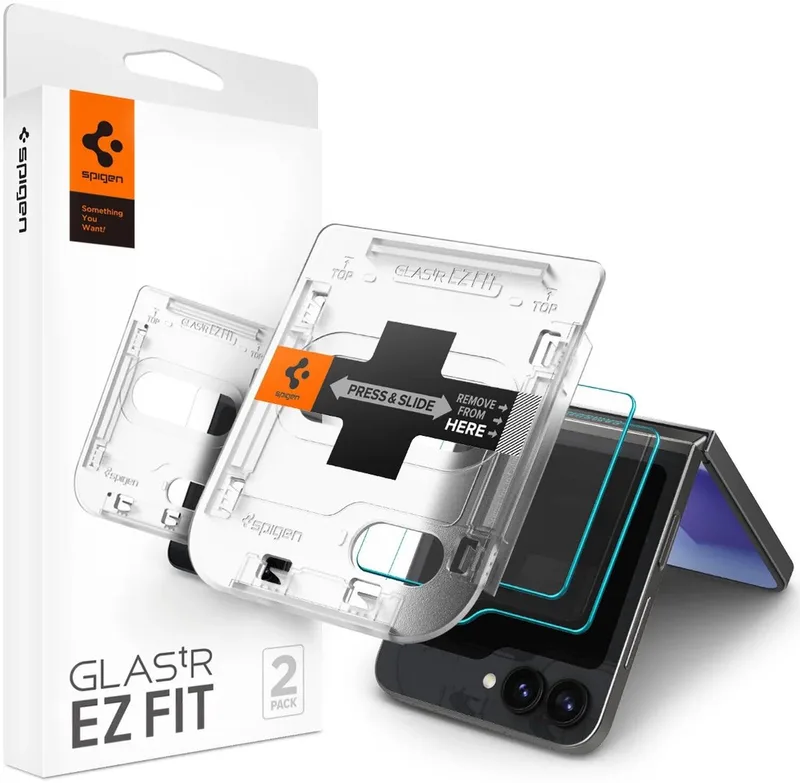 Screen Protector Geschikt voor Samsung Galaxy Z Flip 7 FE / 6 - EZ Fit GLAS.tR - 9H Tempered Glass - Case Friendly - Gemakkelijke Installatie - 2-Pack by Spigen – product photo