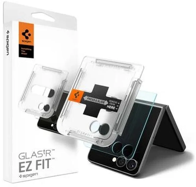 Screen Protector Geschikt voor Samsung Galaxy Z Flip 8 / Flip 7 - EZ Fit GLAS.tR - 9H Tempered Glass - Case Friendly - Gemakkelijke Installatie - 1-Pack de Spigen – photo produit