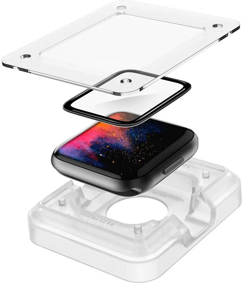 Screenprotector geschikt voor Apple Watch 44mm - Proflex EZ Fit 2 stuks von Spigen in Schwarz – Produktfoto