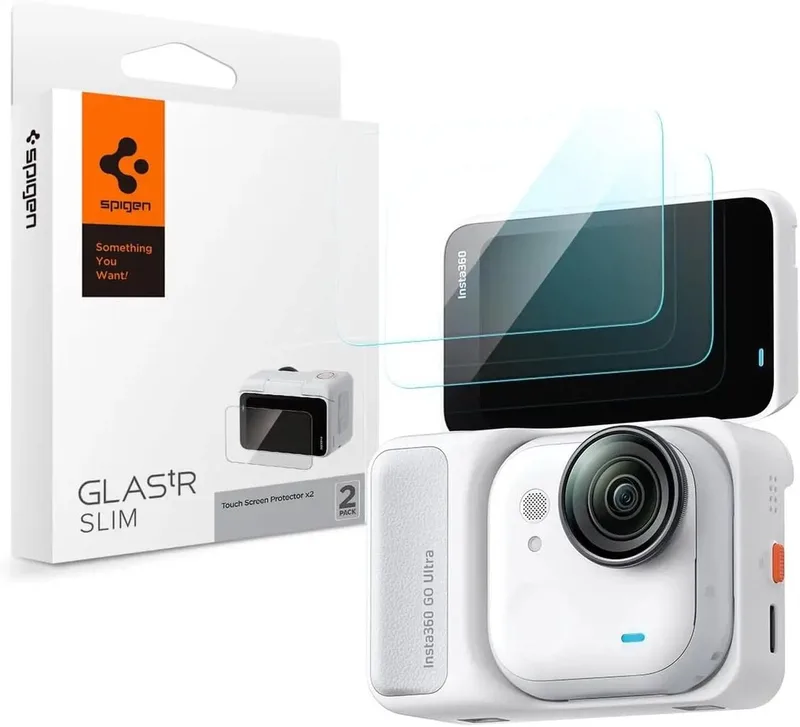 Screenprotector Geschikt voor Insta360 Go Ultra - Slim - 9H Tempered Glass - 2-Pack van Spigen – productfoto