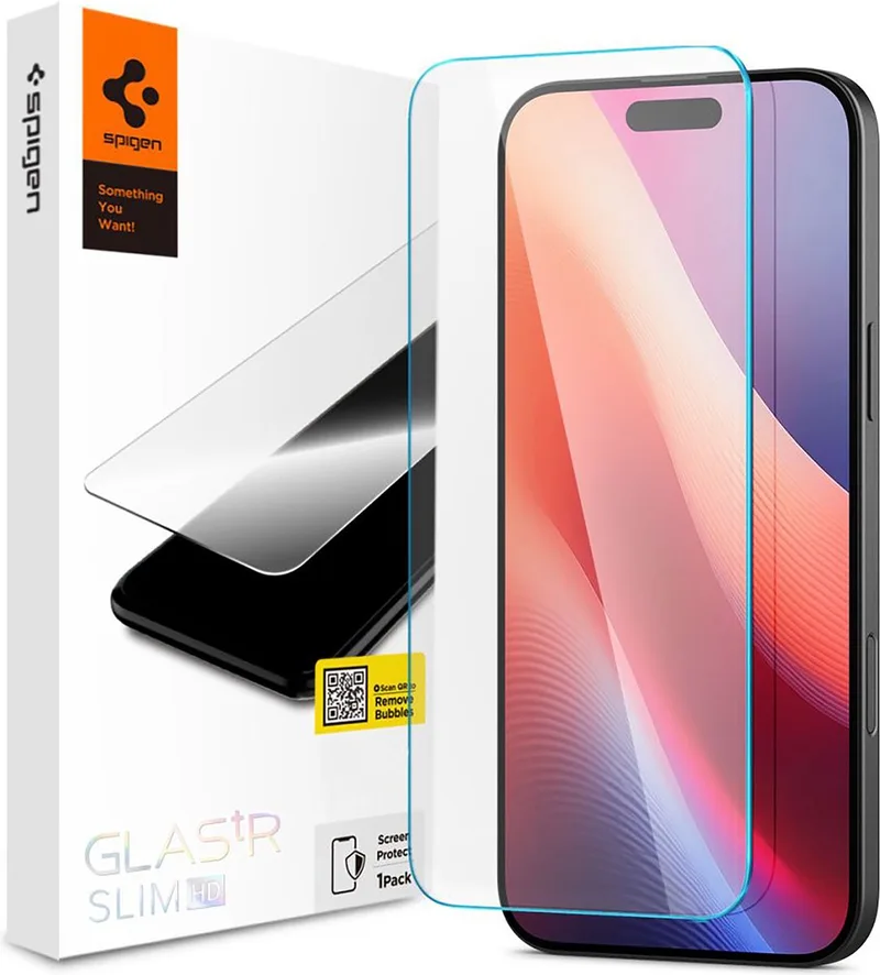 Screenprotector geschikt voor iPhone 16 Pro Max - Tempered Glas tR Slim - Transparant fra Spigen – produktbillede