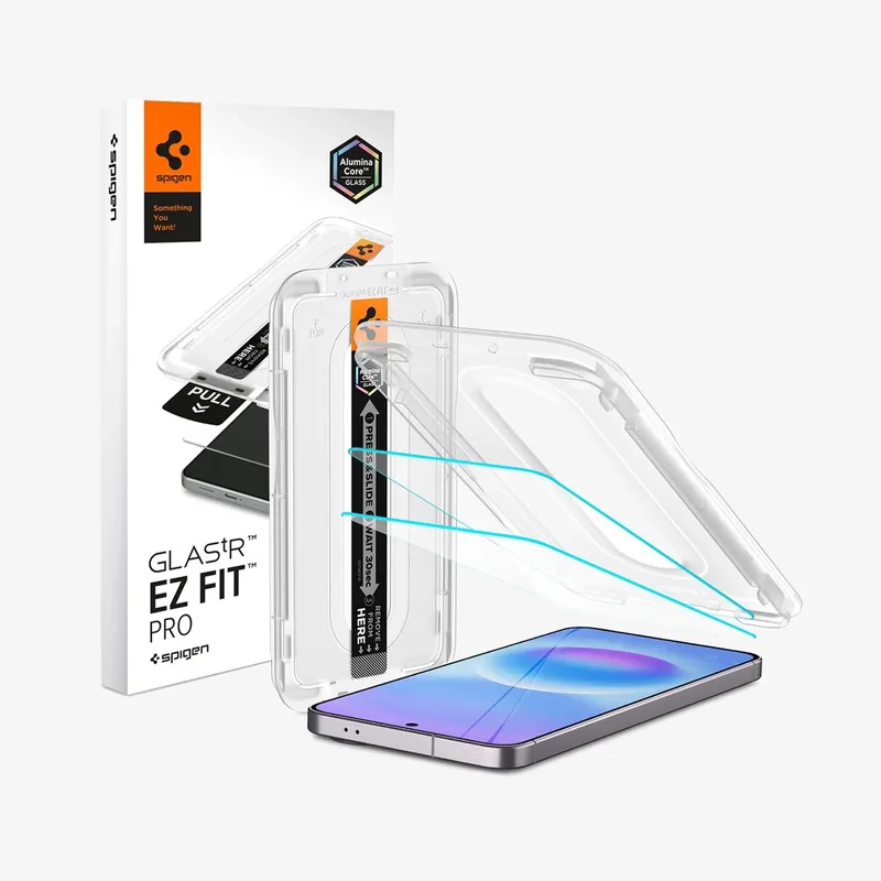 Screenprotector geschikt voor Samsung Galaxy A57 - Tempered Glas met Montage 2 stuks - Transparant van Spigen – productfoto