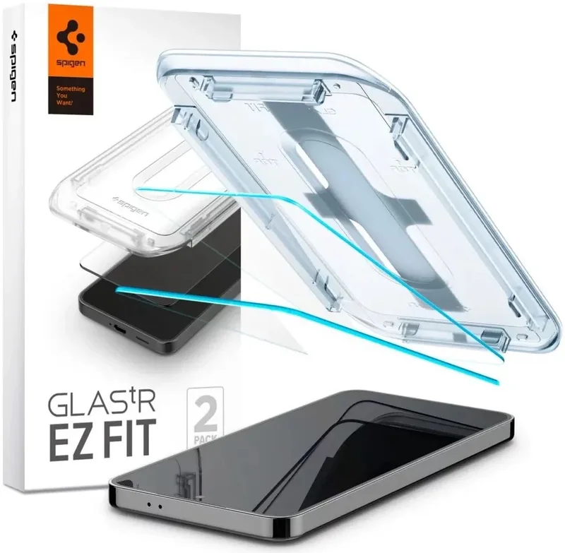 Screenprotector met montage frame geschikt voor Samsung Galaxy S24 - 2 Pack van Spigen – productfoto