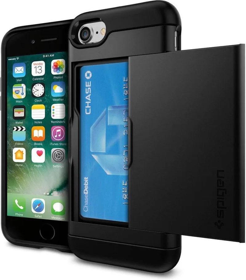 Slim Armor Card Holder Case Apple iPhone 7 / 8 Black by Spigen in Black – product photo