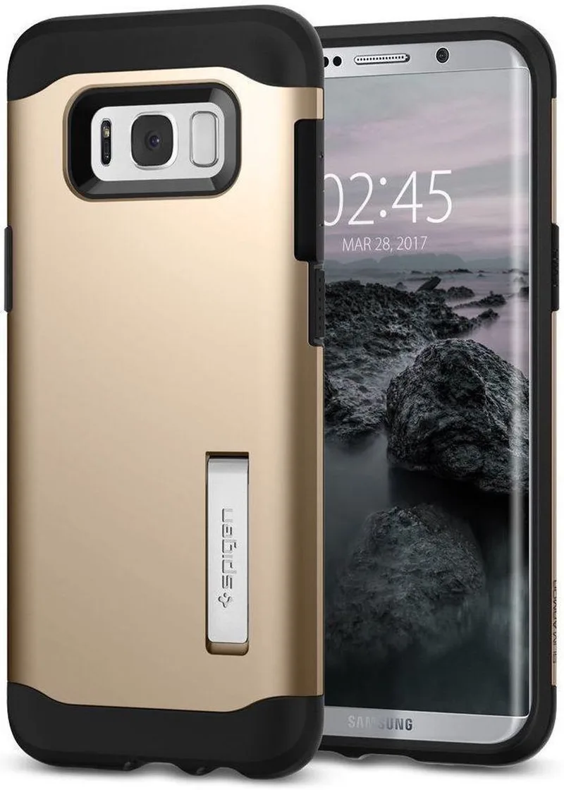 Slim Armor Case Samsung Galaxy S8 Plus Champagne von Spigen in Gold – Produktfoto
