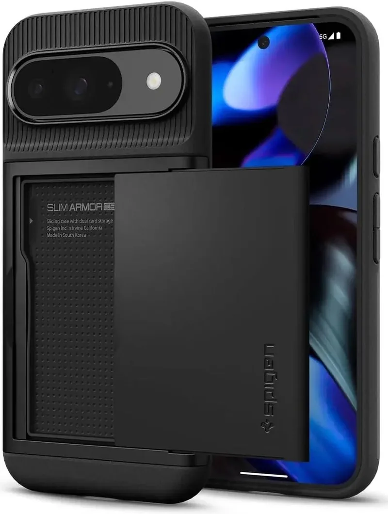Slim Armor CS - Hoesje Geschikt voor Google Pixel 9 / 9 Pro - Back Cover met Kaarthouder voor 2 Pasjes by Spigen in Black – product photo