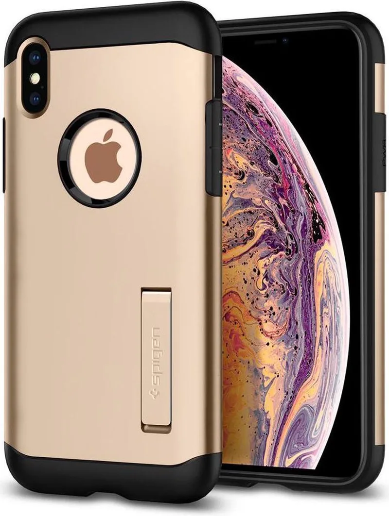 Slim Armor Hoesje Apple iPhone XS Max Champagne Gold fra Spigen i Guld – produktbillede