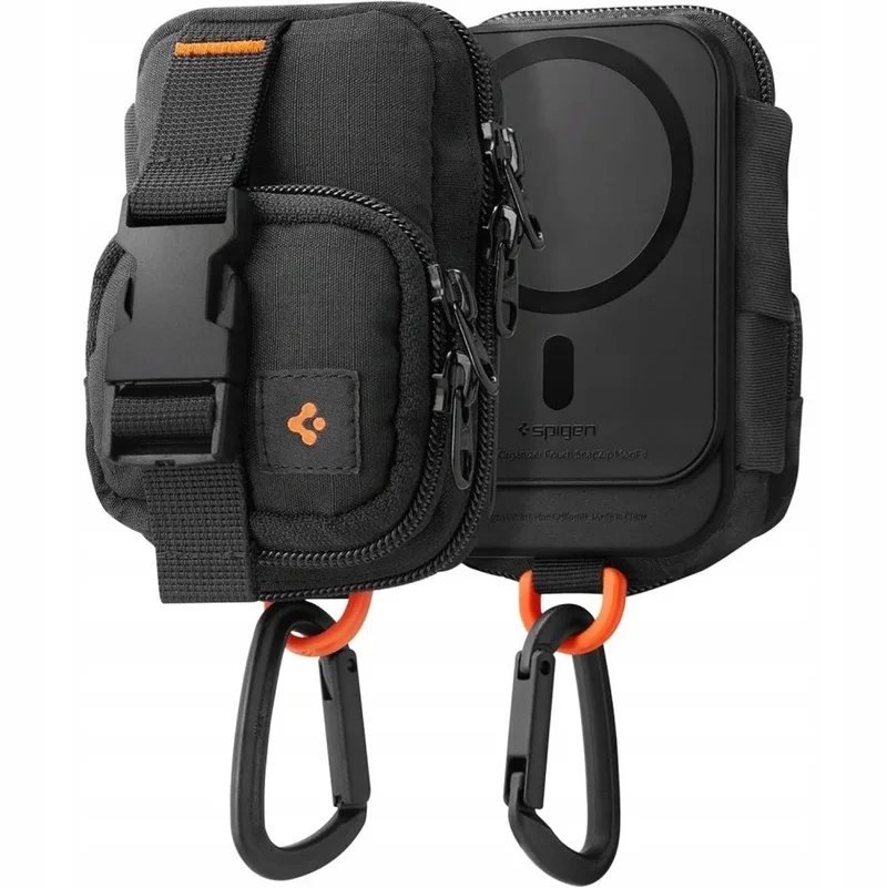 Snap Zip MagSafe Organizer Pouch Zwart de Spigen en Transparent – photo produit