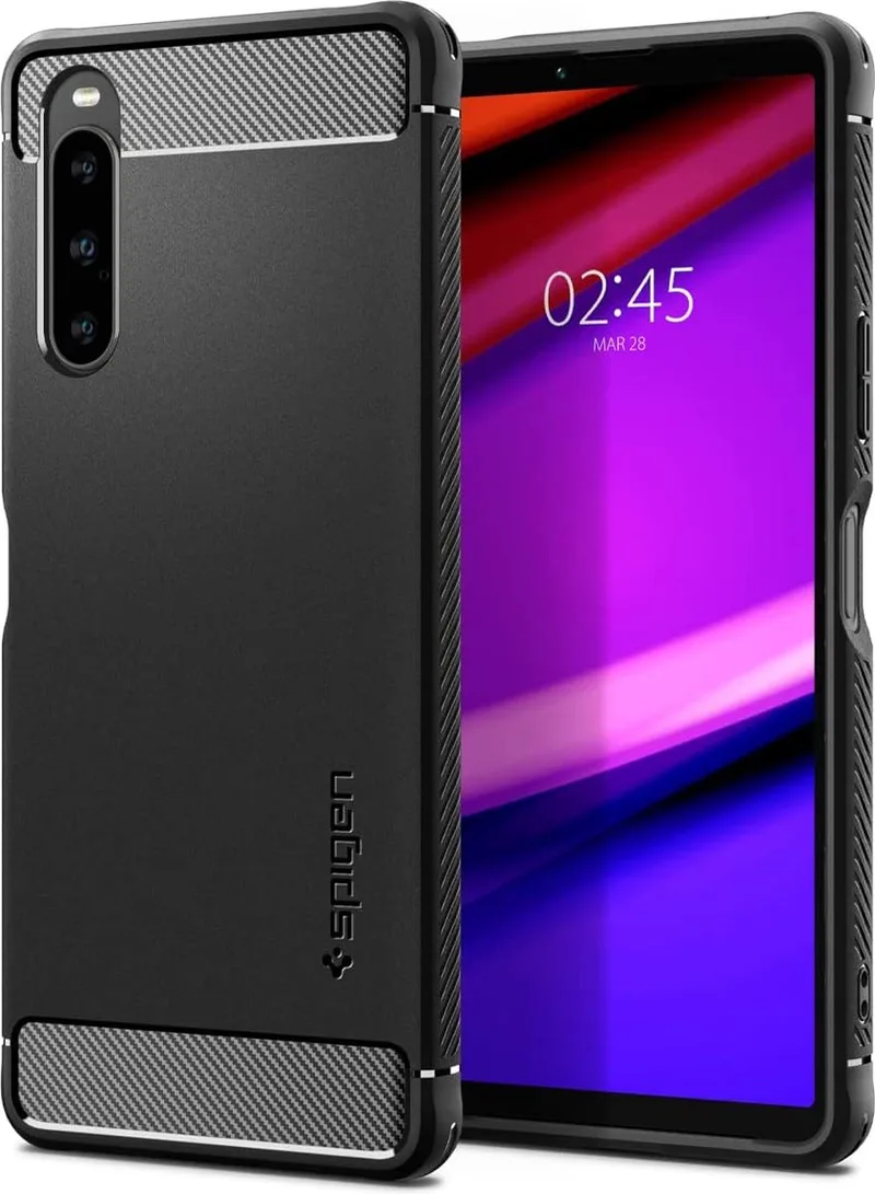 Sony Xperia 10 V hoesje - Rugged Armor von Spigen in Schwarz – Produktfoto