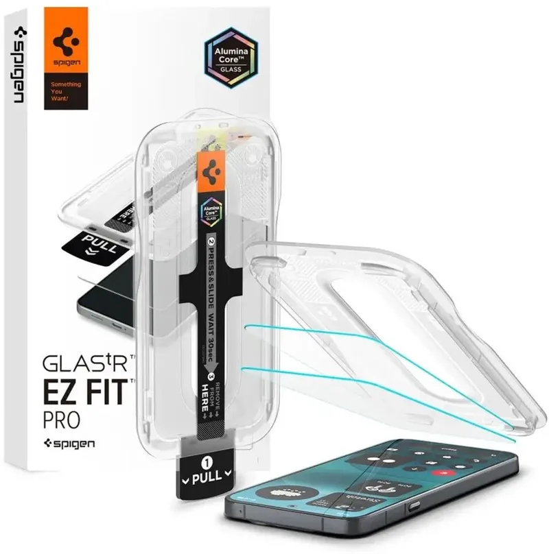 Tempered Glass Geschikt voor Nothing Phone (4a) Pro - EZ Fit Glas.tR Screen Protector - Glasplaatje met Montageframe - 2-Pack by Spigen – product photo