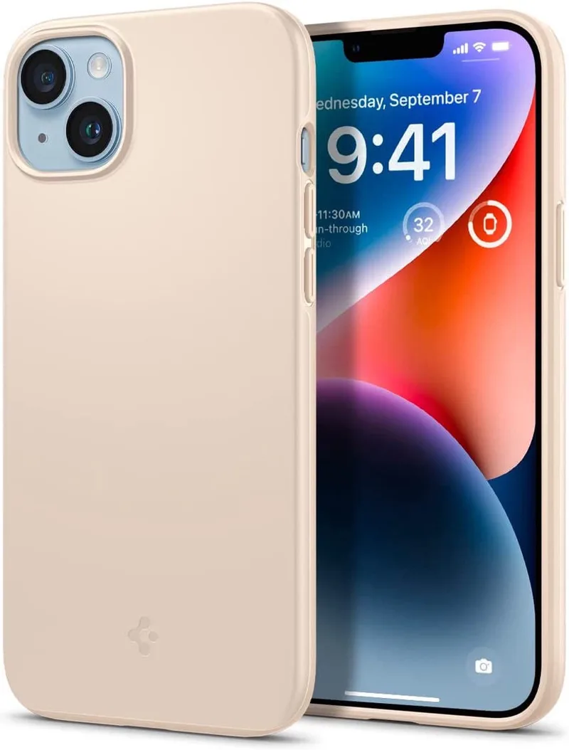 Thin Fit Apple iPhone 14 Plus Hoesje Back Cover Beige von Spigen in Braun – Produktfoto