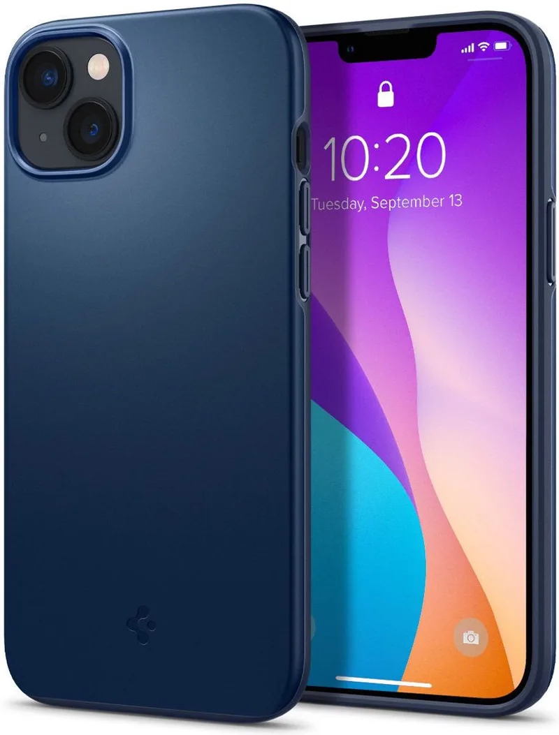 Thin Fit Apple iPhone 14 Plus Hoesje Back Cover van Spigen in Blauw – productfoto