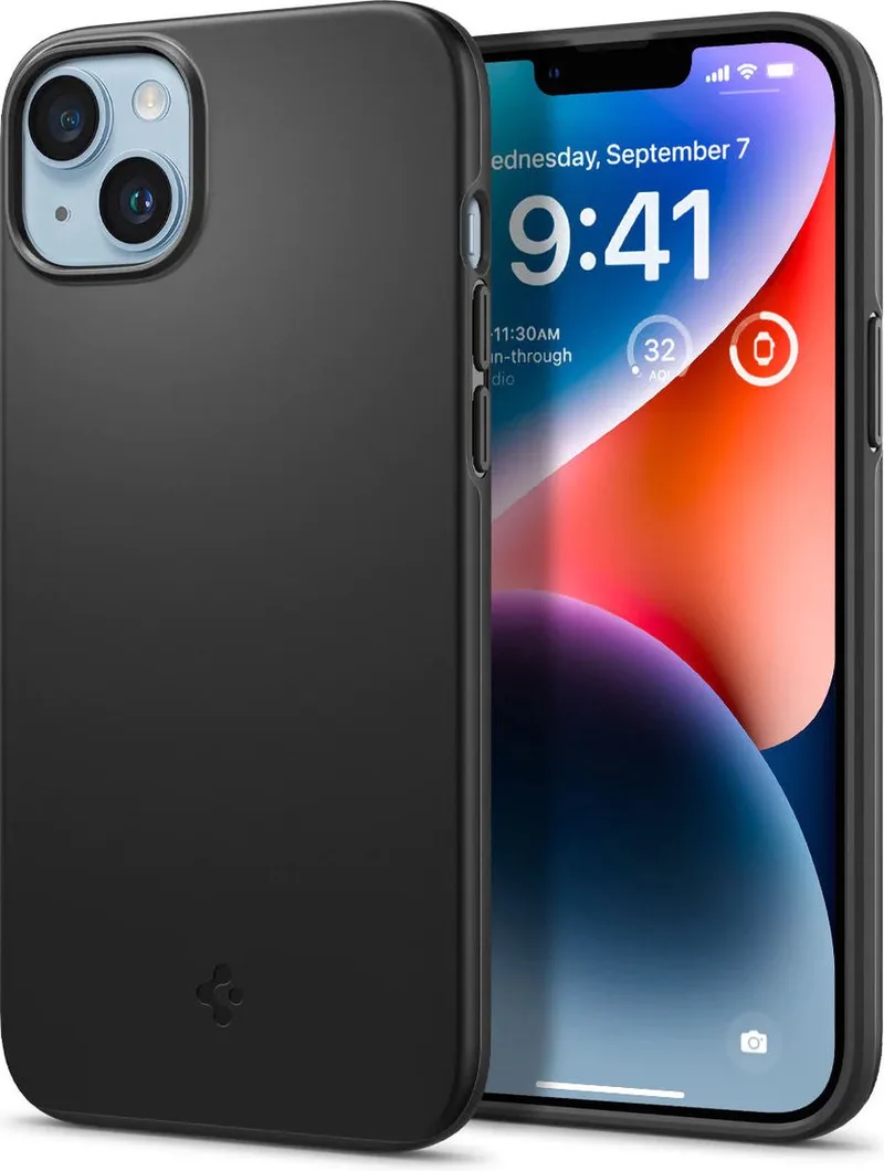 Thin Fit Apple iPhone 14 Plus Hoesje Back Cover van Spigen in Zwart – productfoto