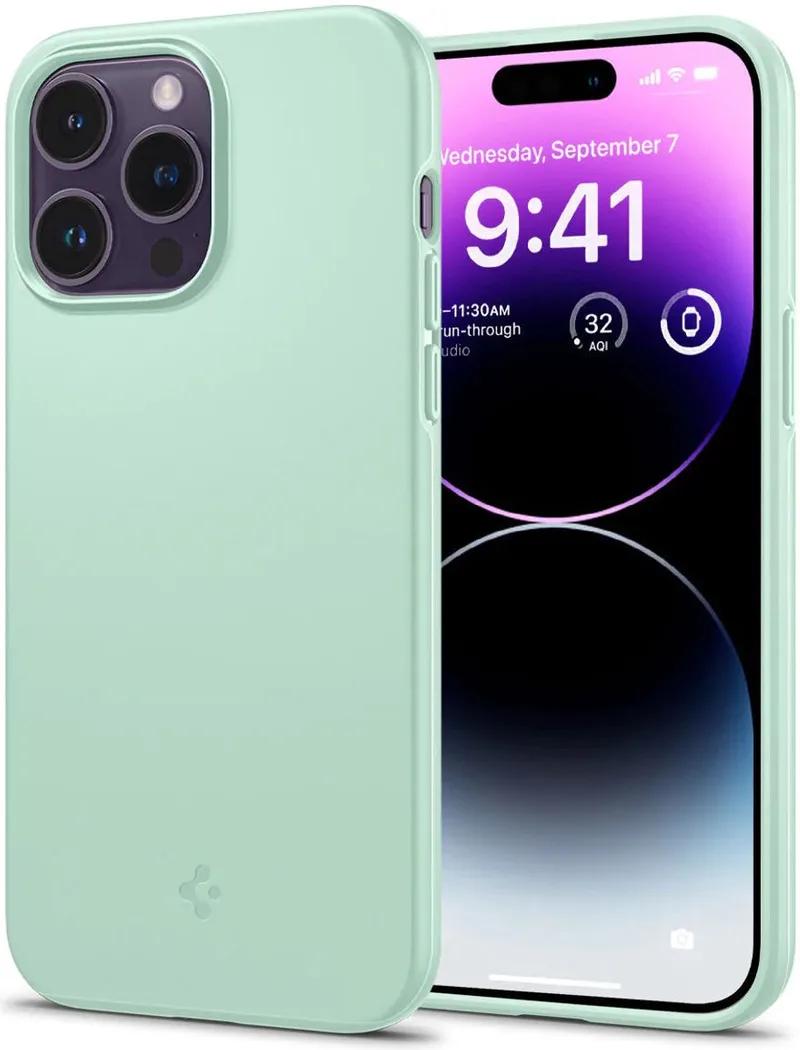 Thin Fit Apple iPhone 14 Pro Hoesje Back Cover Mint von Spigen in Grün – Produktfoto