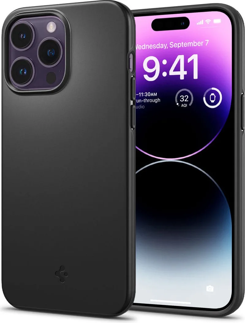 Thin Fit Apple iPhone 14 Pro Max Hoesje Back Cover von Spigen in Schwarz – Produktfoto