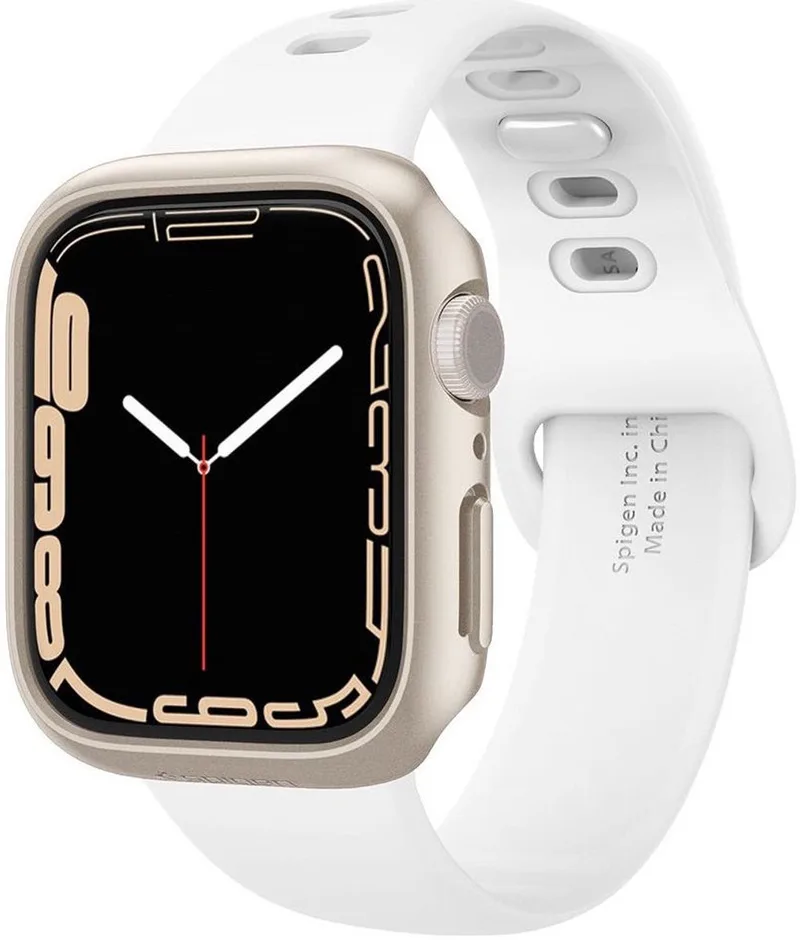 Thin Fit Apple Watch 41MM Hoesje Hard Plastic Bumper Zilver by Spigen in White – product photo