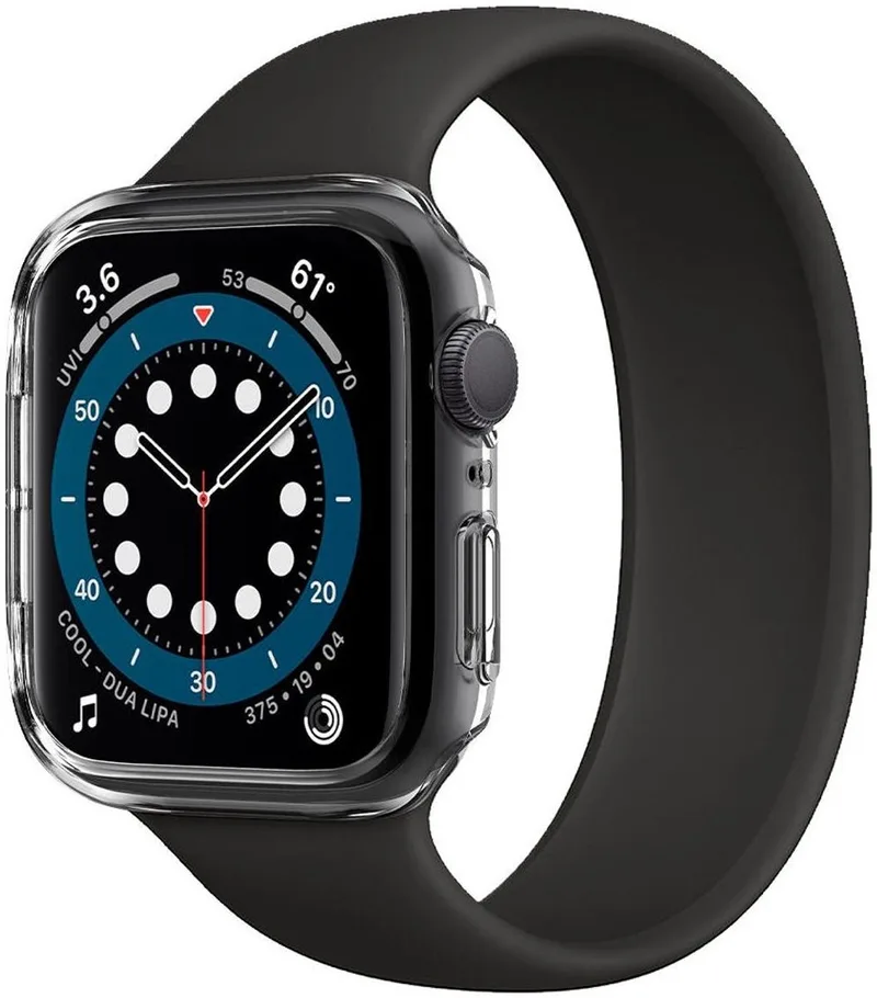 Thin Fit Apple Watch 44MM Hoesje Hard Plastic Bumper Clear von Spigen in Transparent – Produktfoto