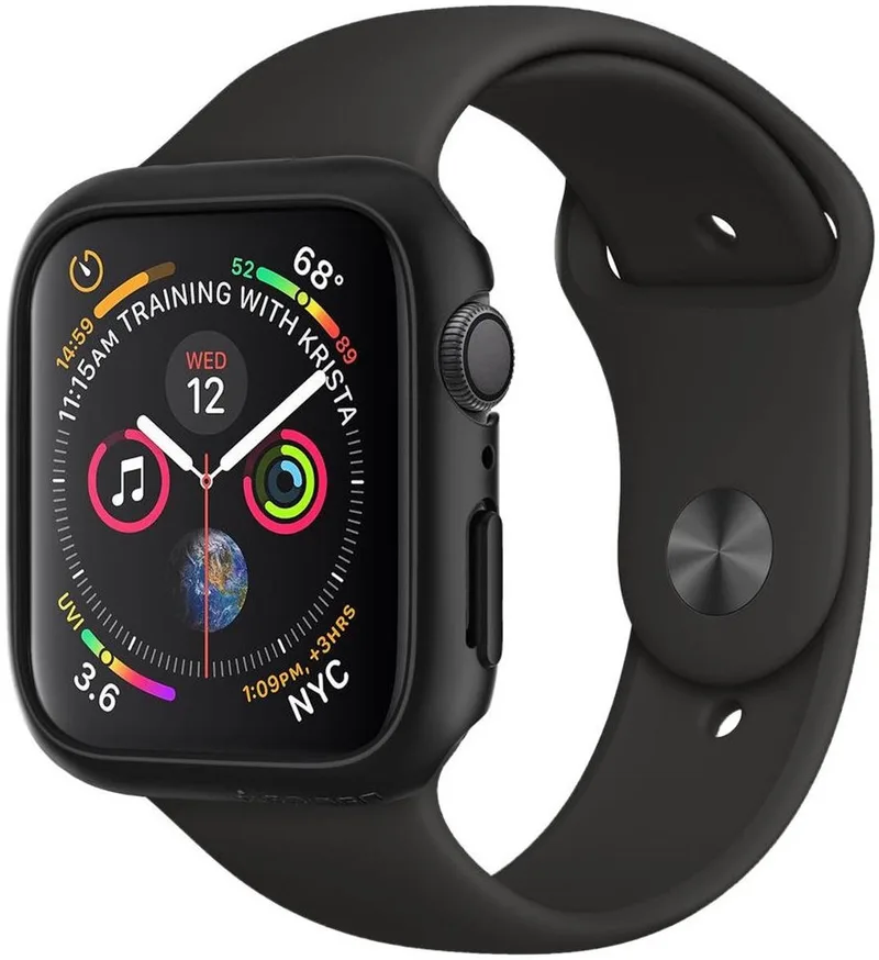 Thin Fit - Apple Watch 44MM Hoesje - Hard Plastic Bumper de Spigen en Noir – photo produit
