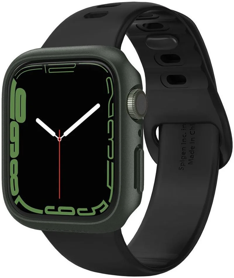 Thin Fit Apple Watch 7/8 45MM Hoesje Hard Plastic Bumper de Spigen en Vert – photo produit