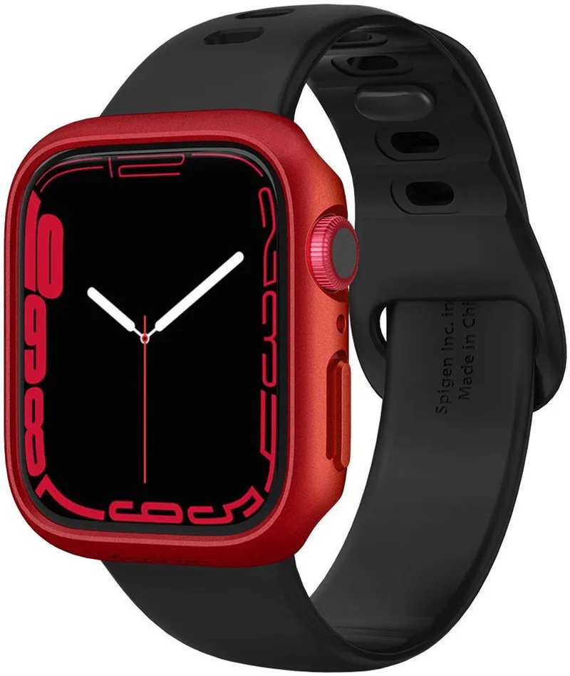 Thin Fit Apple Watch 7/8 45MM Hoesje Hard Plastic Bumper by Spigen in Red – product photo