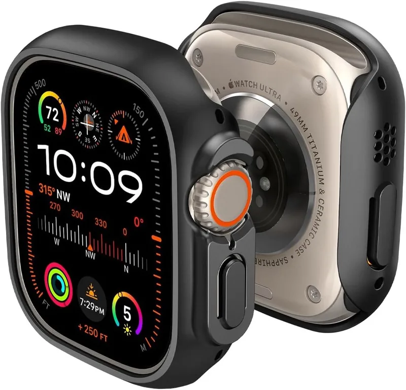 Thin Fit - Apple Watch Ultra 3/2/1 Hoesje - Bumper Case van Spigen in Zwart – productfoto