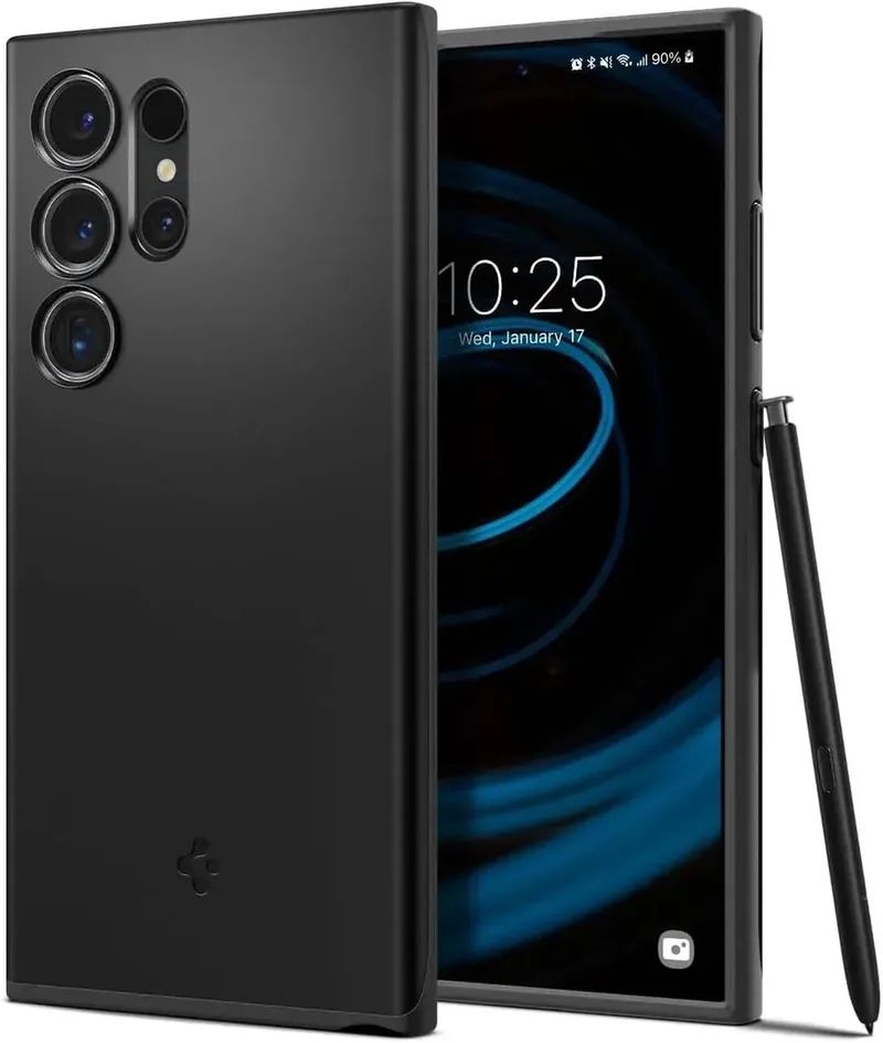Thin Fit Hoesje Geschikt voor Samsung Galaxy S24 Ultra - Back Cover by Spigen in Black – product photo