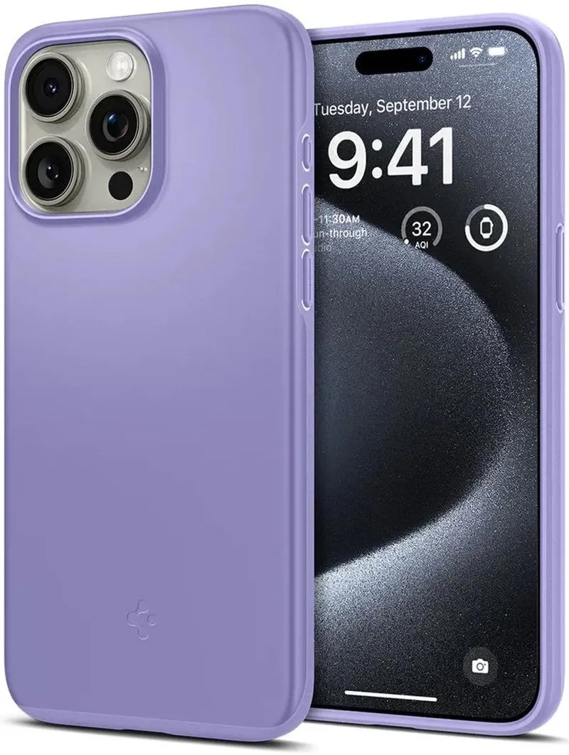 Thin Fit Hoesje voor de Apple iPhone 15 Pro - Back Cover by Spigen in Purple – product photo