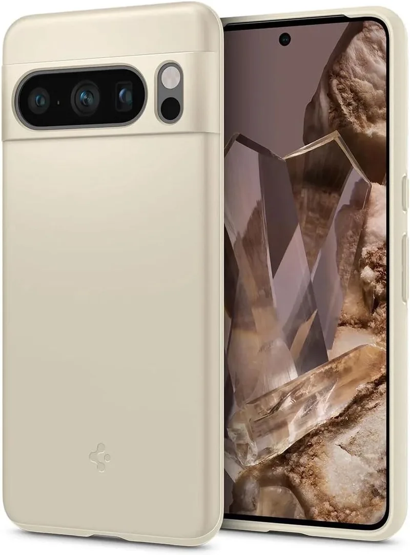 Thin Fit Hoesje voor de Google Pixel 8 Pro - Back Cover Beige by Spigen in Brown – product photo