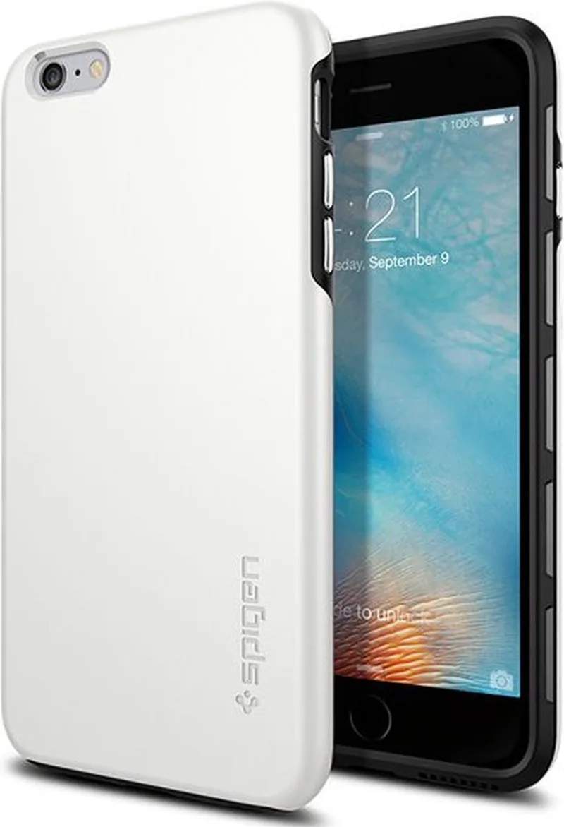 Thin Fit Hybrid Case voor de Apple iPhone 6S Plus van Spigen in Wit – productfoto