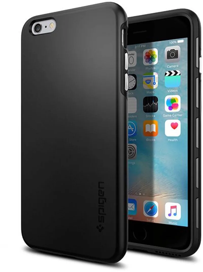 Thin Fit Hybrid Case voor de Apple iPhone 6S Plus från Spigen i Svart – produktbild