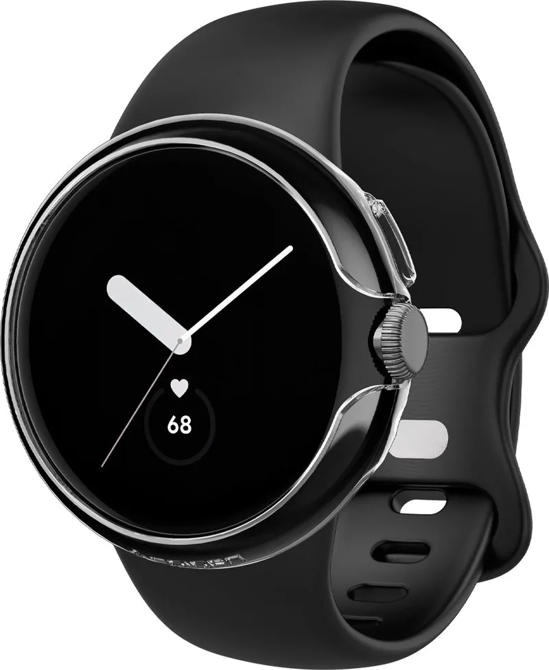 Thin Fit Kristalheldere Hoes Voor Google Pixel Watch 2.1 Schermbescherming van Spigen in Zwart – productfoto
