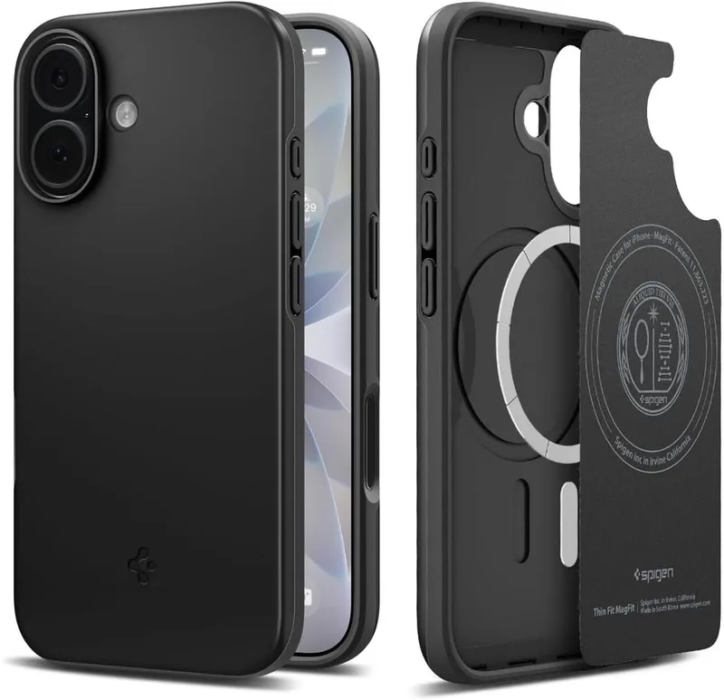 Thin Fit MagFit Hoesje Geschikt voor Apple iPhone 17 - Back Cover Compatibel met MagSafe de Spigen en Noir – photo produit