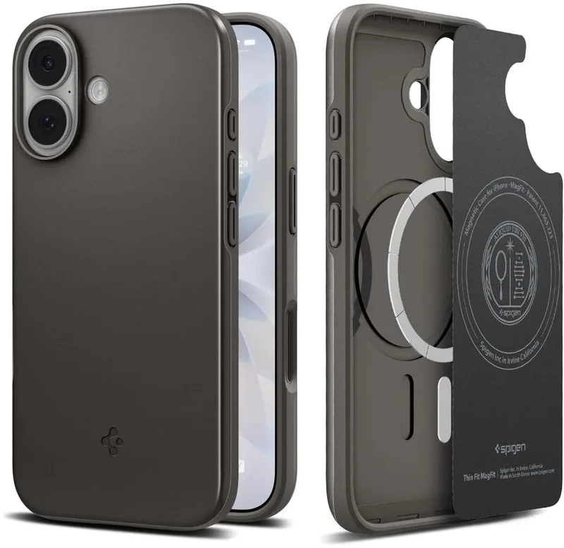 Thin Fit MagFit Hoesje Geschikt voor Apple iPhone 17 - Back Cover Compatibel met MagSafe - Gunmetal de Spigen en Gris – photo produit