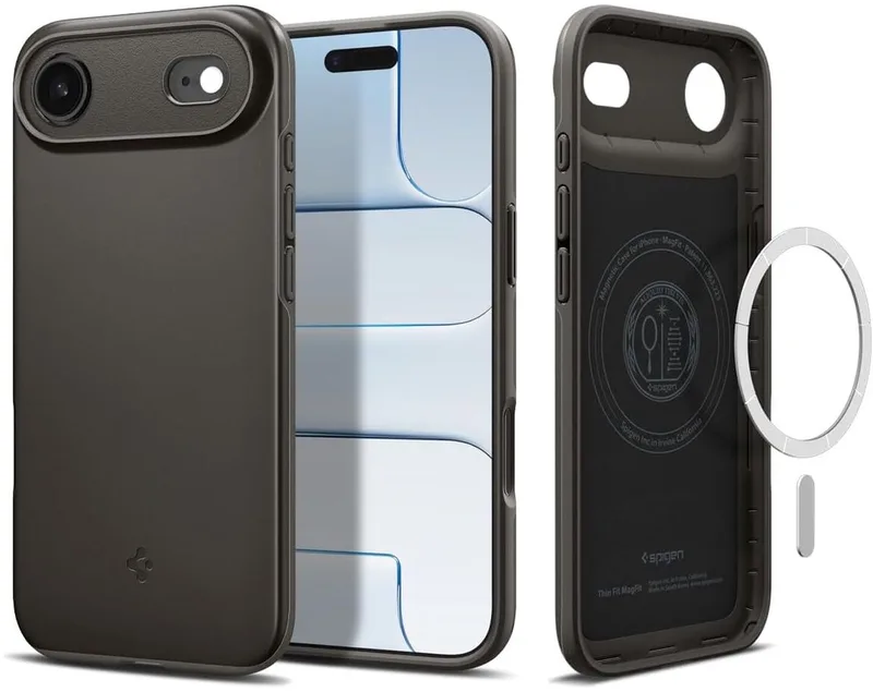 Thin Fit MagFit Hoesje Geschikt voor Apple iPhone Air - Back Cover Compatibel met MagSafe - Gunmetal de Spigen en Gris – photo produit