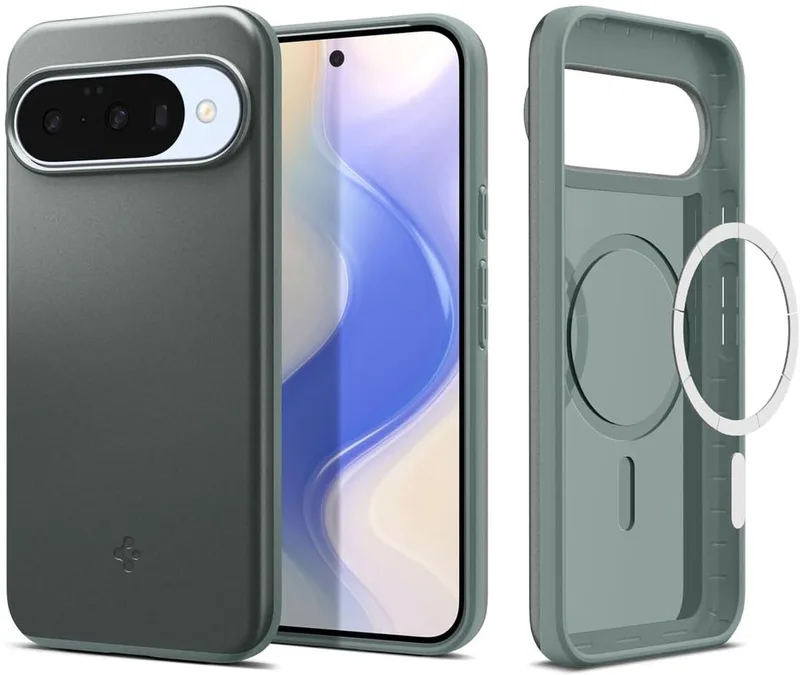Thin Fit MagFit Hoesje Geschikt voor Google Pixel 10 / 10 Pro - Back Cover - Compatibel met MagSafe & PixelSnap van Spigen in Groen – productfoto