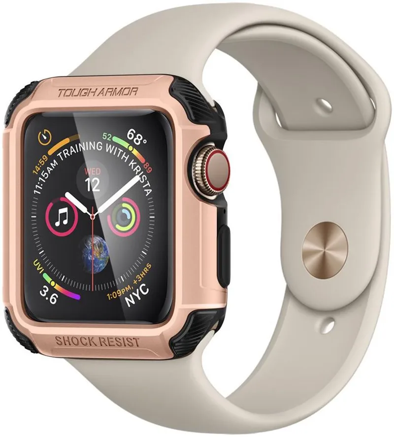 Tough Armor Apple Watch 44MM Hoesje Full Protect Roze Goud fra Spigen i Sort – produktbillede