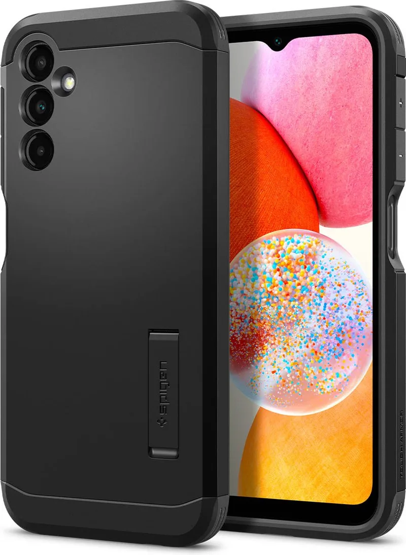 Tough Armor Backcover geschikt voor Samsung Galaxy A14 (4G) hoesje von Spigen in Schwarz – Produktfoto
