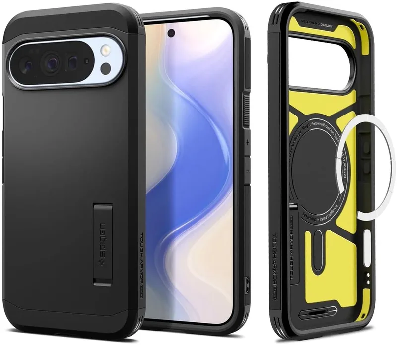 Tough Armor Hoesje Geschikt voor Google Pixel 10 / 10 Pro | Compatibel met MagSafe / Qi2 | Back Cover Militaire Standaard | Kickstand by Spigen in Black – product photo