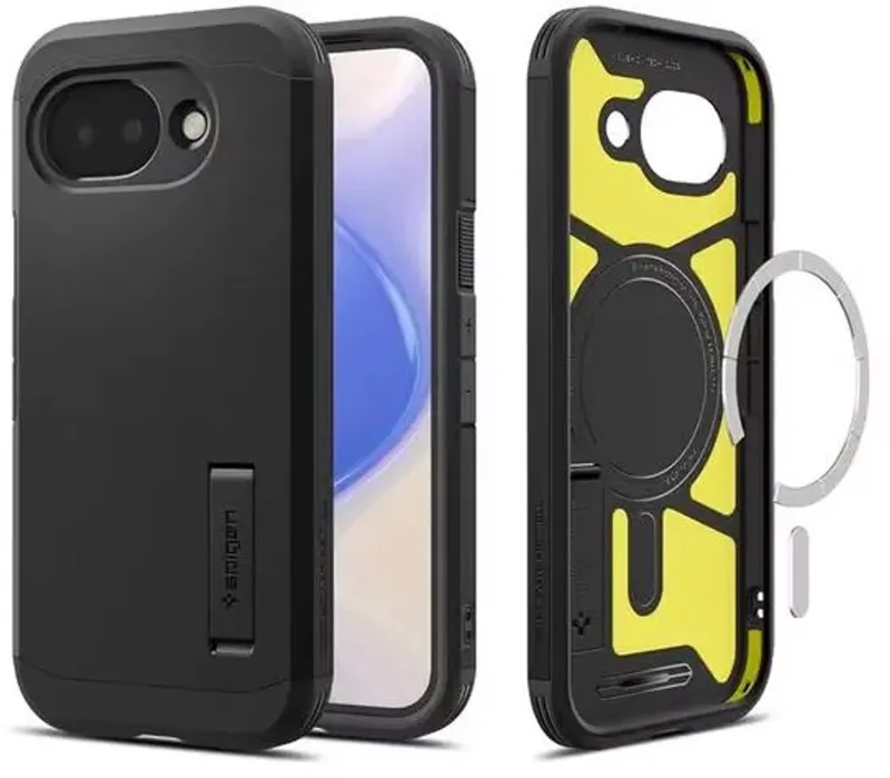 Tough Armor Hoesje Geschikt voor Google Pixel 10a | Compatibel met MagFit / Qi2 | Back Cover Militaire Standaard | Kickstand by Spigen in Black – product photo