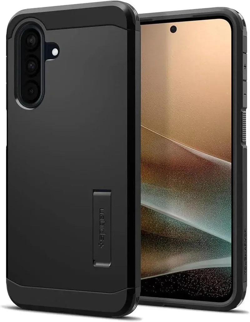 Tough Armor Hoesje Geschikt voor Samsung Galaxy A36 - Back Cover met Kickstand de Spigen en Noir – photo produit