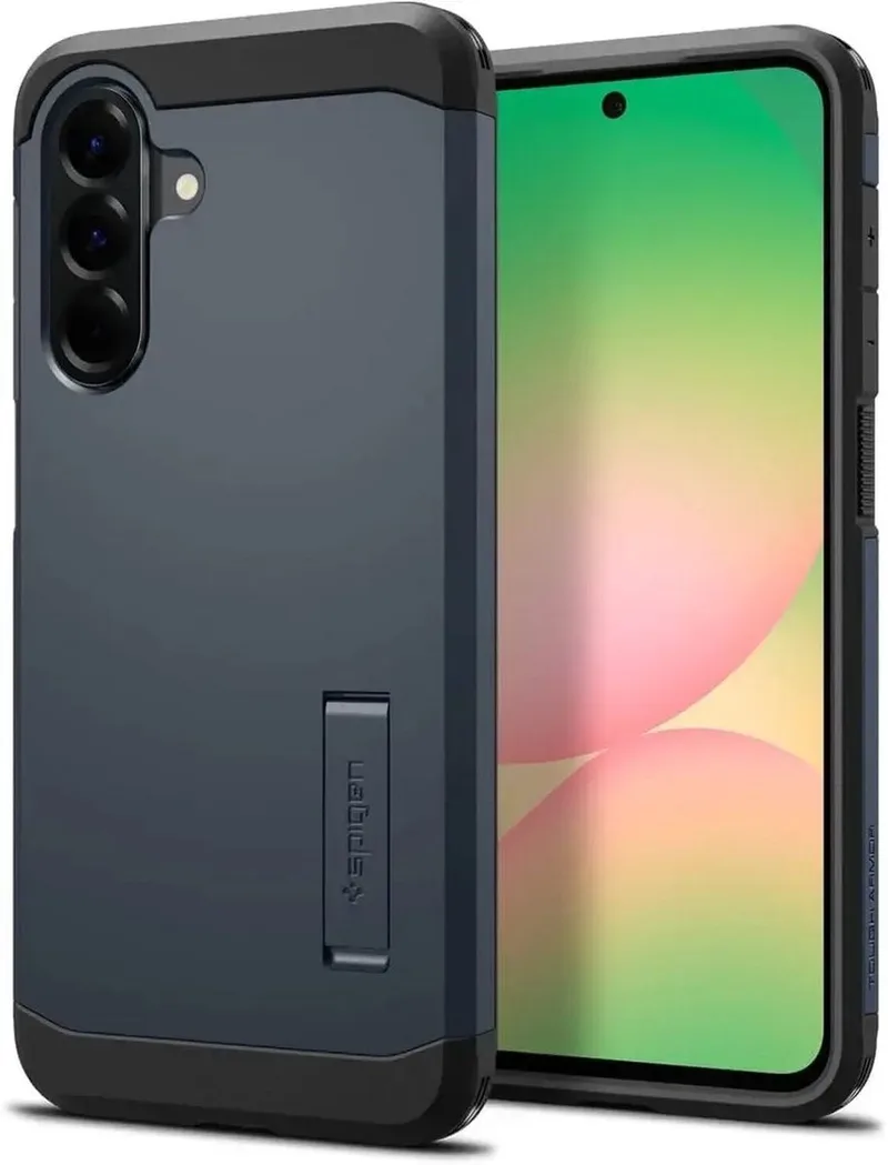 Tough Armor Hoesje Geschikt voor Samsung Galaxy A56 - Back Cover met Kickstand de Spigen en Gris – photo produit
