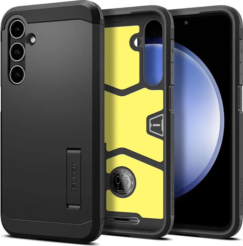 Tough Armor Hoesje Geschikt voor Samsung Galaxy S23 FE - Back Cover met Kickstand de Spigen en Noir – photo produit