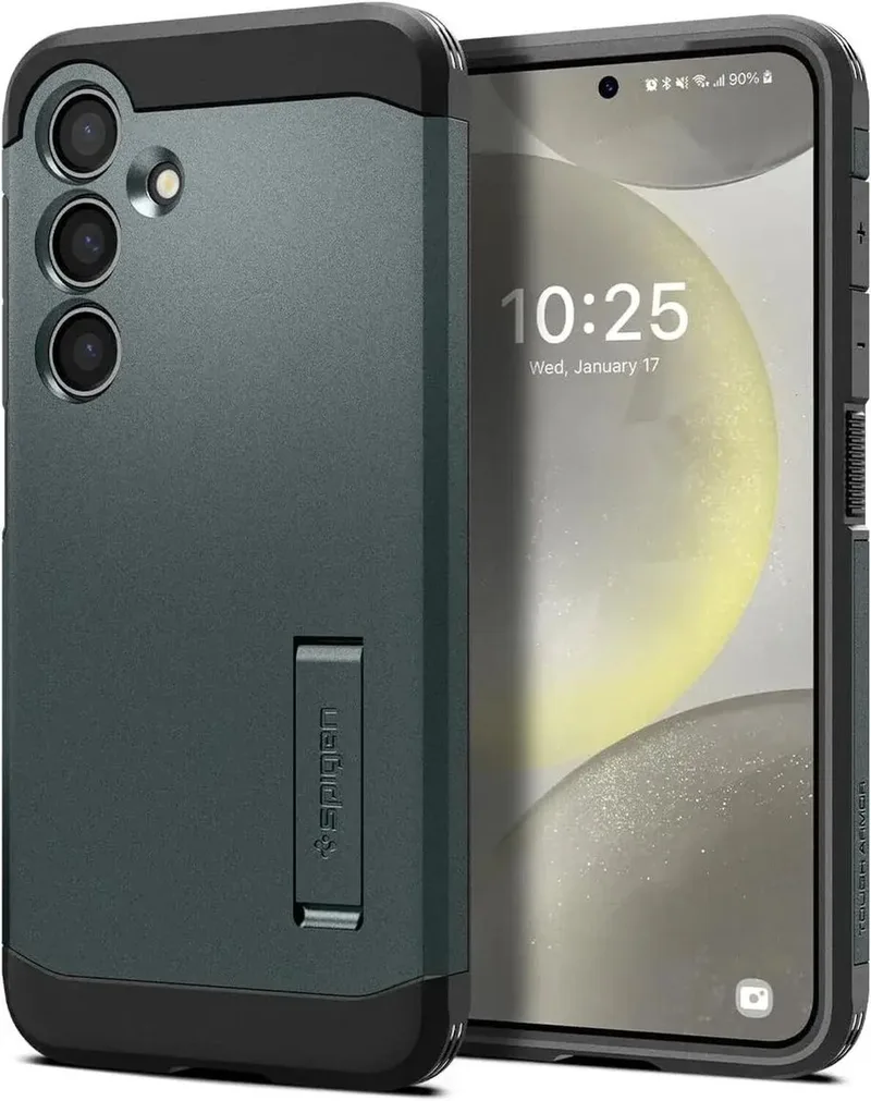 Tough Armor Hoesje Geschikt voor Samsung Galaxy S24 - Back Cover met Kickstand de Spigen en Vert – photo produit