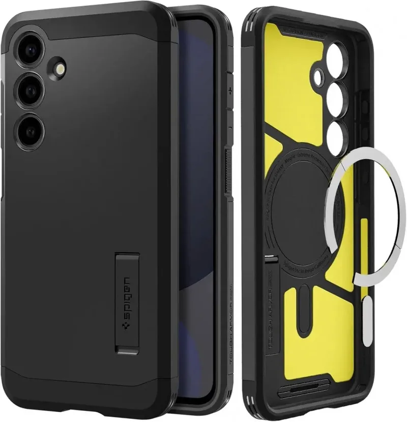 Tough Armor Hoesje Geschikt voor Samsung Galaxy S24 FE | Compatibel met MagSafe | Back Cover Militaire Standaard | Kickstand de Spigen en Noir – photo produit