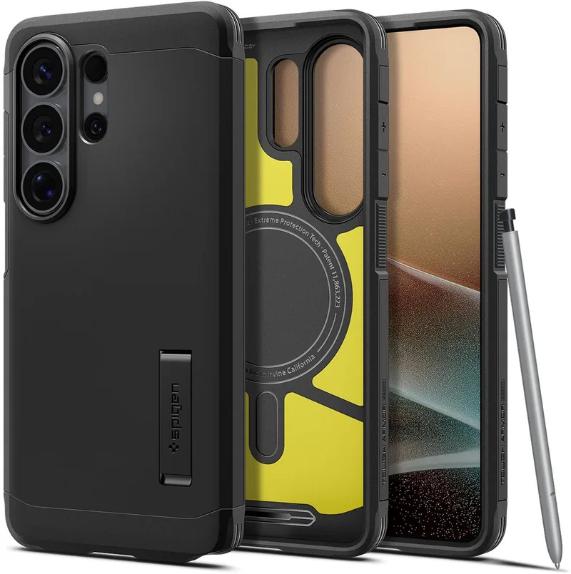 Tough Armor Hoesje Geschikt voor Samsung Galaxy S26 Ultra | Compatibel met MagSafe / Qi2 | Back Cover Militaire Standaard | Kickstand by Spigen in Black – product photo