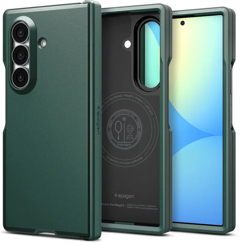 Tough Armor Pro Hoesje Geschikt voor Samsung Galaxy Z Fold 8 Ultra | Compatibel met MagSafe / Qi2 | Back Cover Militaire Standaard | Scharnier Bescherming by Spigen in Green – product photo
